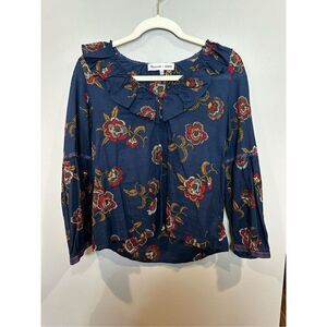 Madewell Medium Navy Fall Floral Boho Blouse